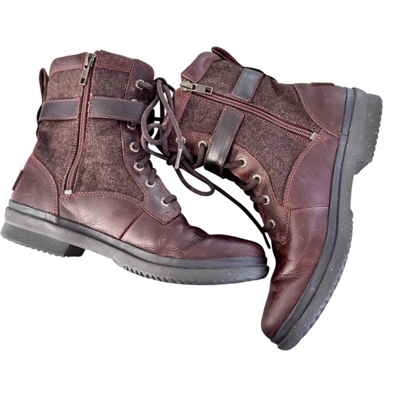UGG Kesey Chestnut Lace Up Wool Lined Waterproof Boots Sz 7.5 - Picture 8 of 16